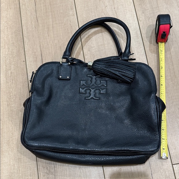 Tory Burch Black Leather Satchel with Tassel - Picture 4 of 6